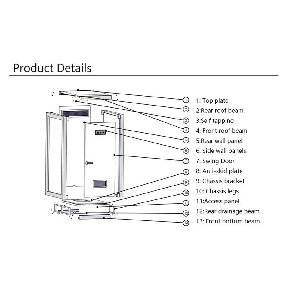 Portable Galvanised Steel Mobile Toilet Cabin - T2