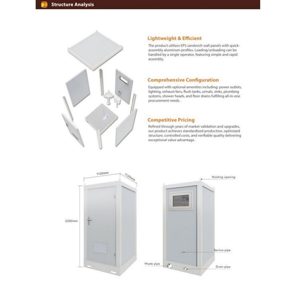 Portable Galvanised Steel Mobile Toilet Cabin - T2
