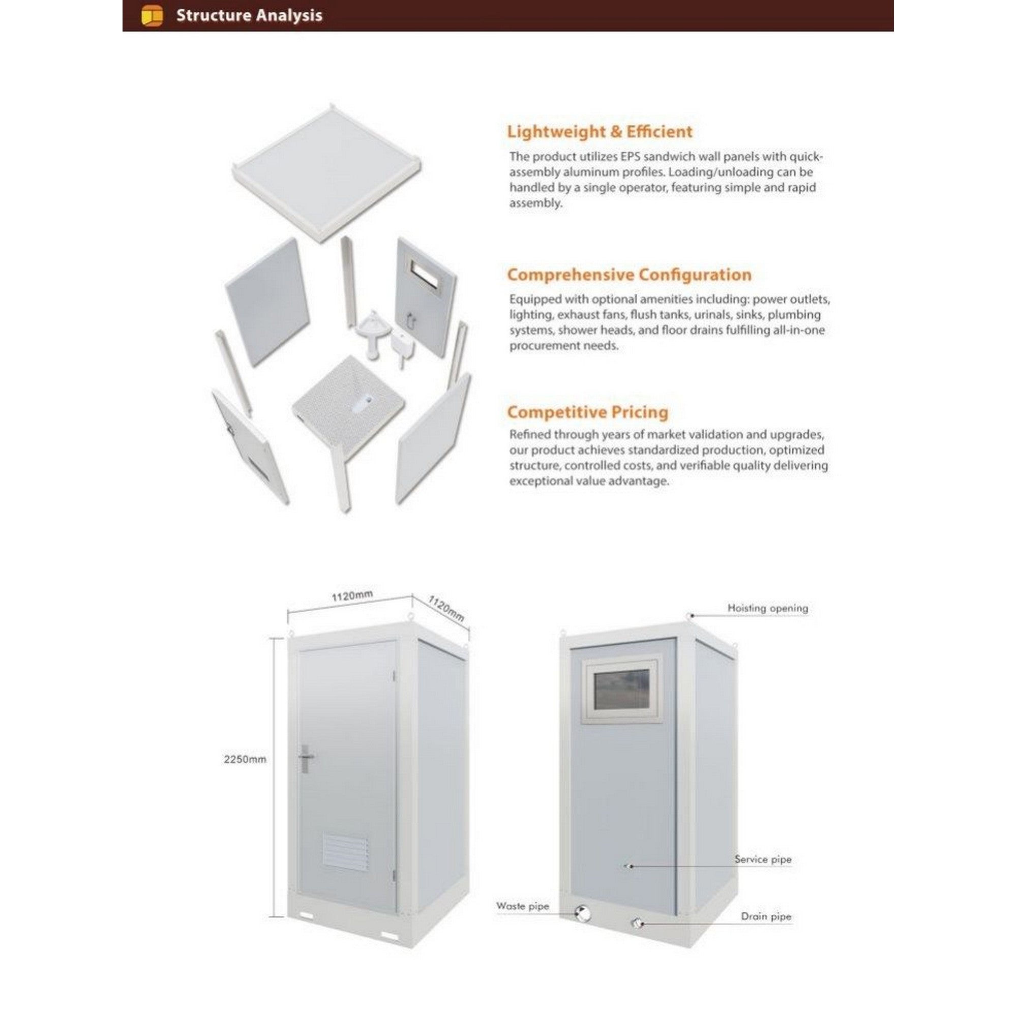 Portable Galvanised Steel Mobile Toilet Cabin - T2