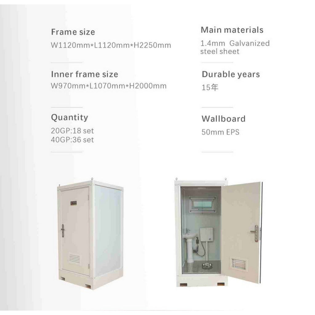 Portable Galvanised Steel Mobile Toilet Cabin - T2