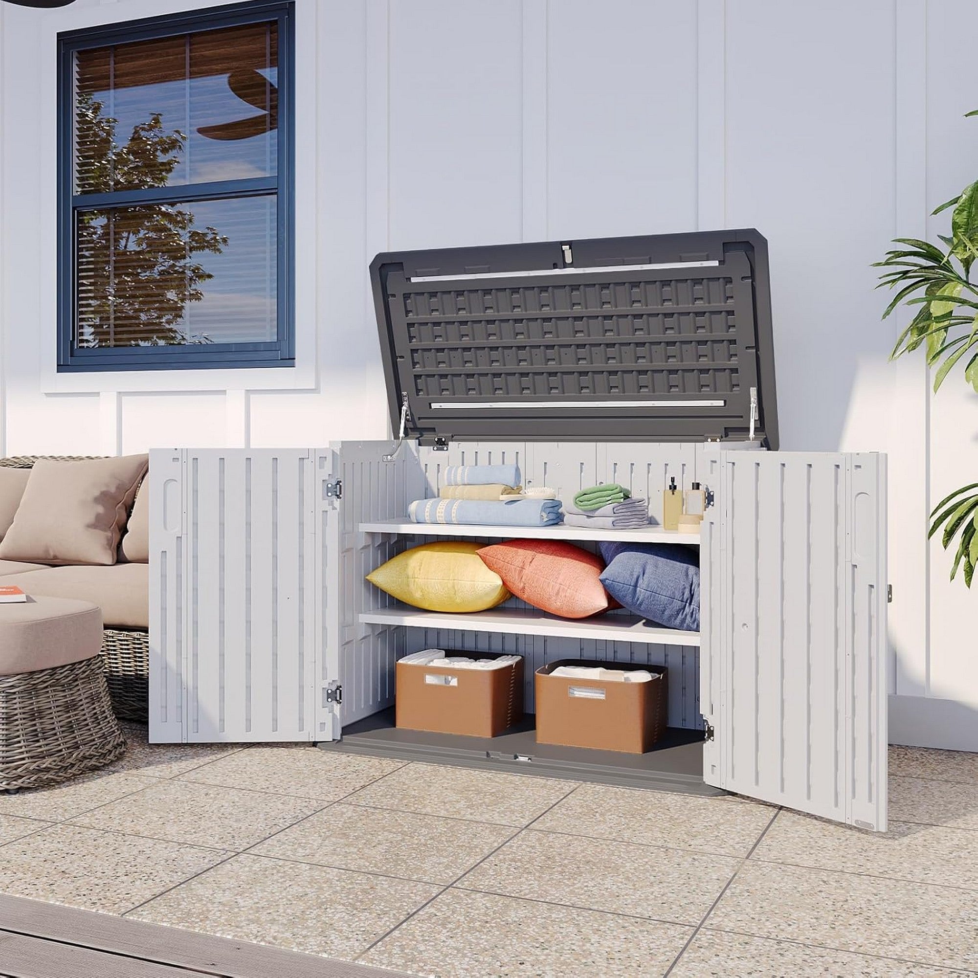 Outdoor Resin Storage Cabinet with 2 Shelves | 1m x 1.3m | Savvy Sheds