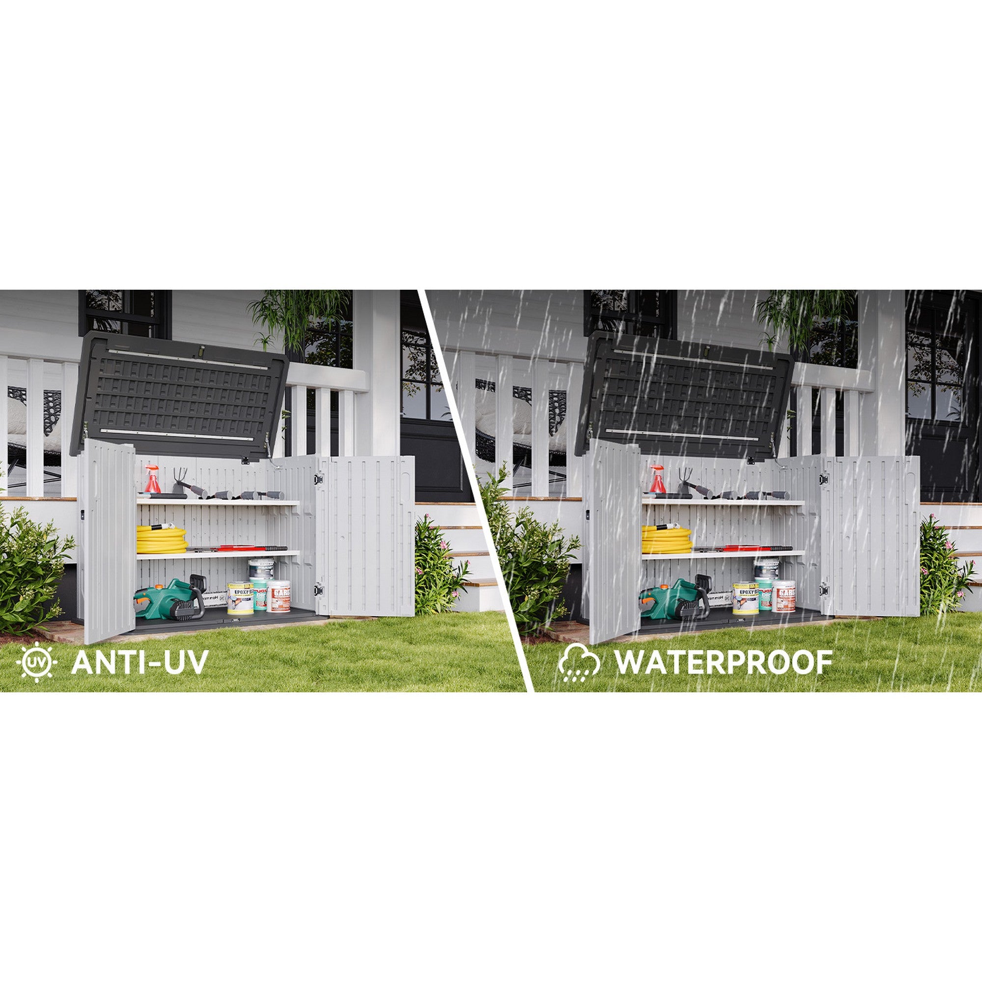 Outdoor Resin Storage Cabinet with 2 Shelves | 1m x 1.3m | Savvy Sheds