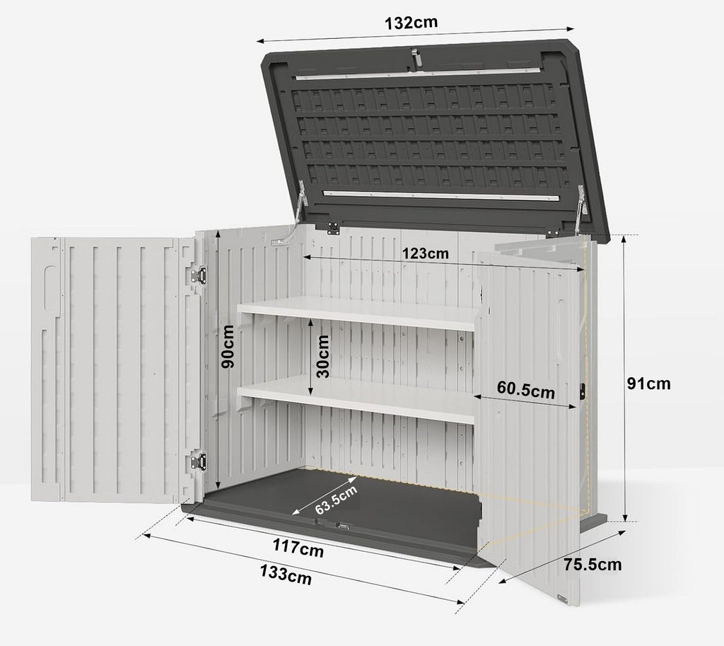 Outdoor Resin Storage Cabinet with 2 Shelves | 1m x 1.3m | Savvy Sheds