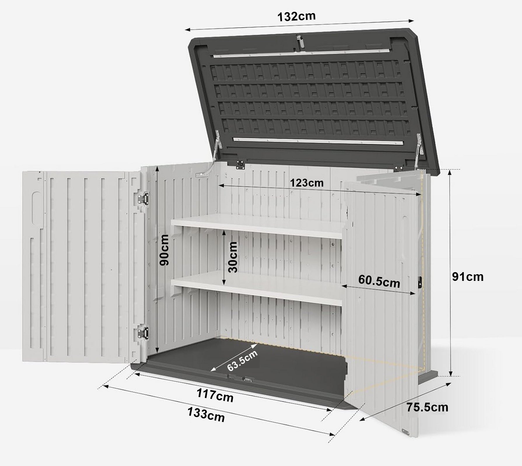 Outdoor Resin Storage Cabinet with 2 Shelves | 1m x 1.3m | Savvy Sheds