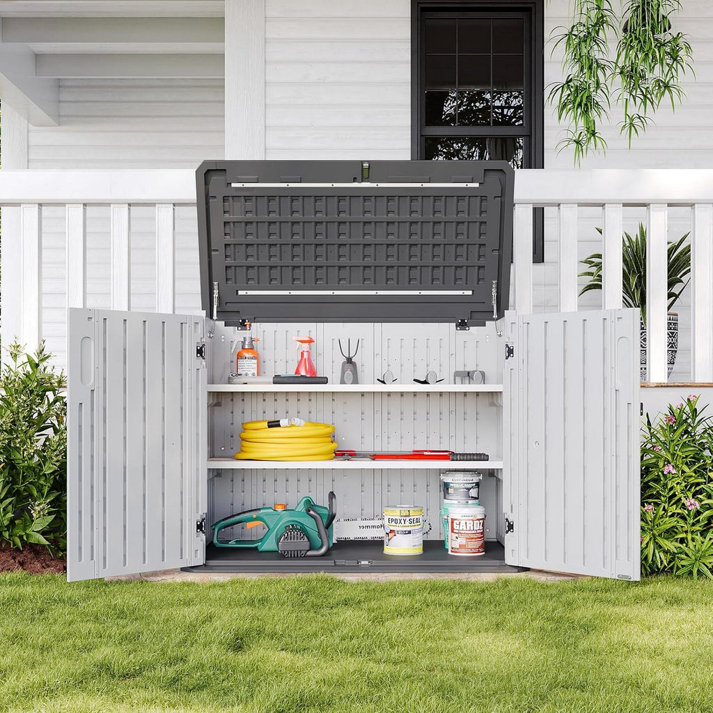 Outdoor Resin Storage Cabinet with 2 Shelves | 1m x 1.3m | Savvy Sheds