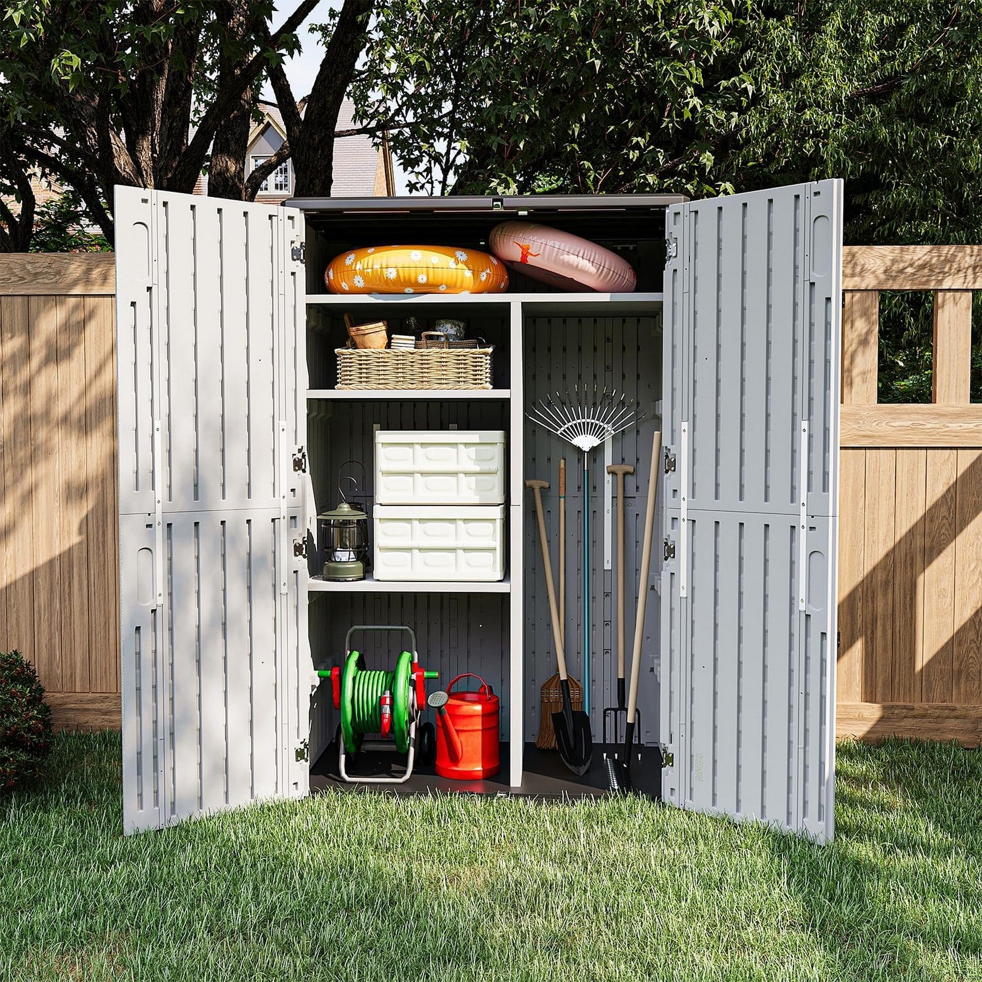 Outdoor Resin Storage Cabinet with Shelving Kit & Floor | 1.3m x 0.68m | Savvy Sheds