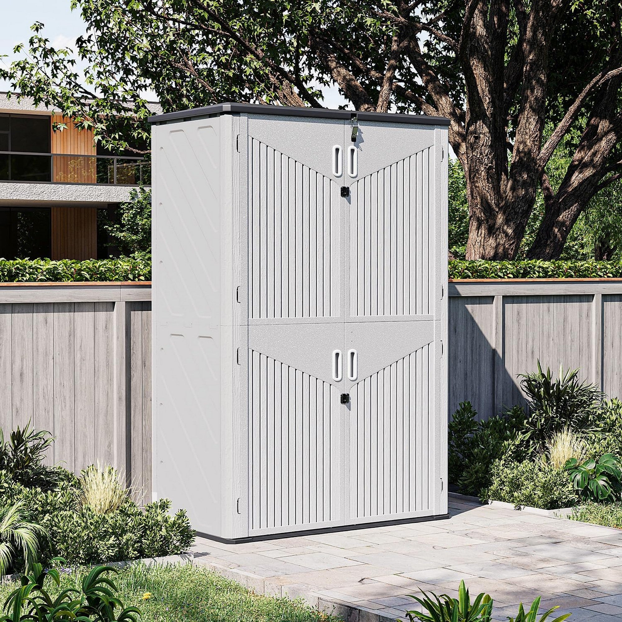 Outdoor Resin Storage Cabinet with Shelving Kit & Floor | 1.3m x 0.68m | Savvy Sheds