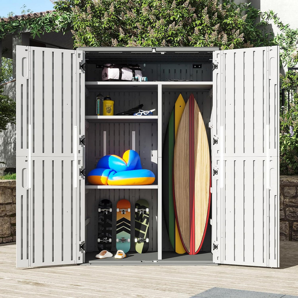 Outdoor Resin Storage Cabinet with Shelving Kit & Floor | 1.3m x 0.68m | Savvy Sheds
