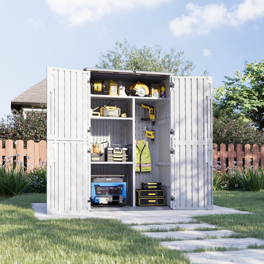 Outdoor Resin Storage Cabinet with Shelving Kit & Floor | 1.3m x 0.68m | Savvy Sheds