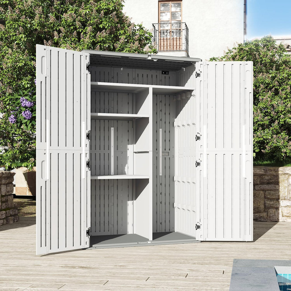 Outdoor Resin Storage Cabinet with Shelving Kit & Floor | 1.3m x 0.68m | Savvy Sheds