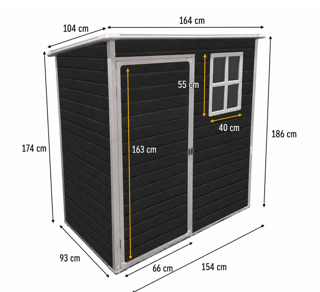 Modern & Durable Weather-Proof Storage Shed 0.9m x 1.5m (3ft x 5ft)