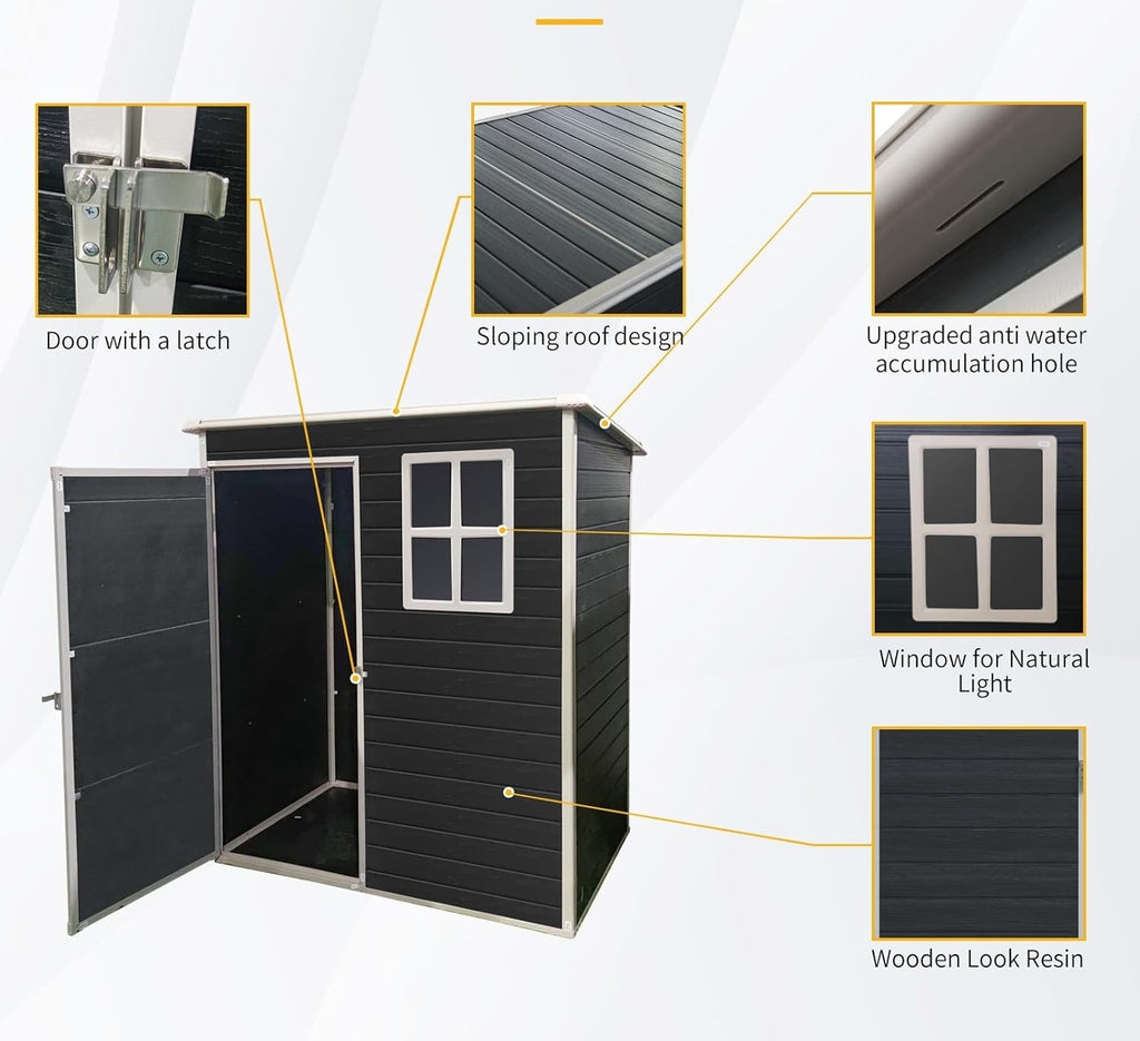 Modern & Durable Weather-Proof Storage Shed 0.9m x 1.5m (3ft x 5ft)