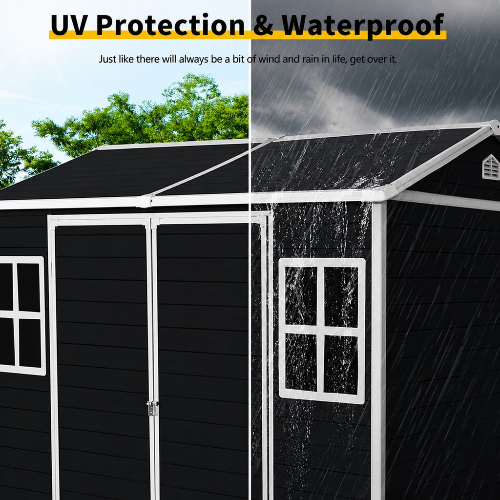 Modern & Durable Weather-Proof Storage Shed with Motion Sensing Lights | 1,8m x 2,4m (6ft x 8ft)