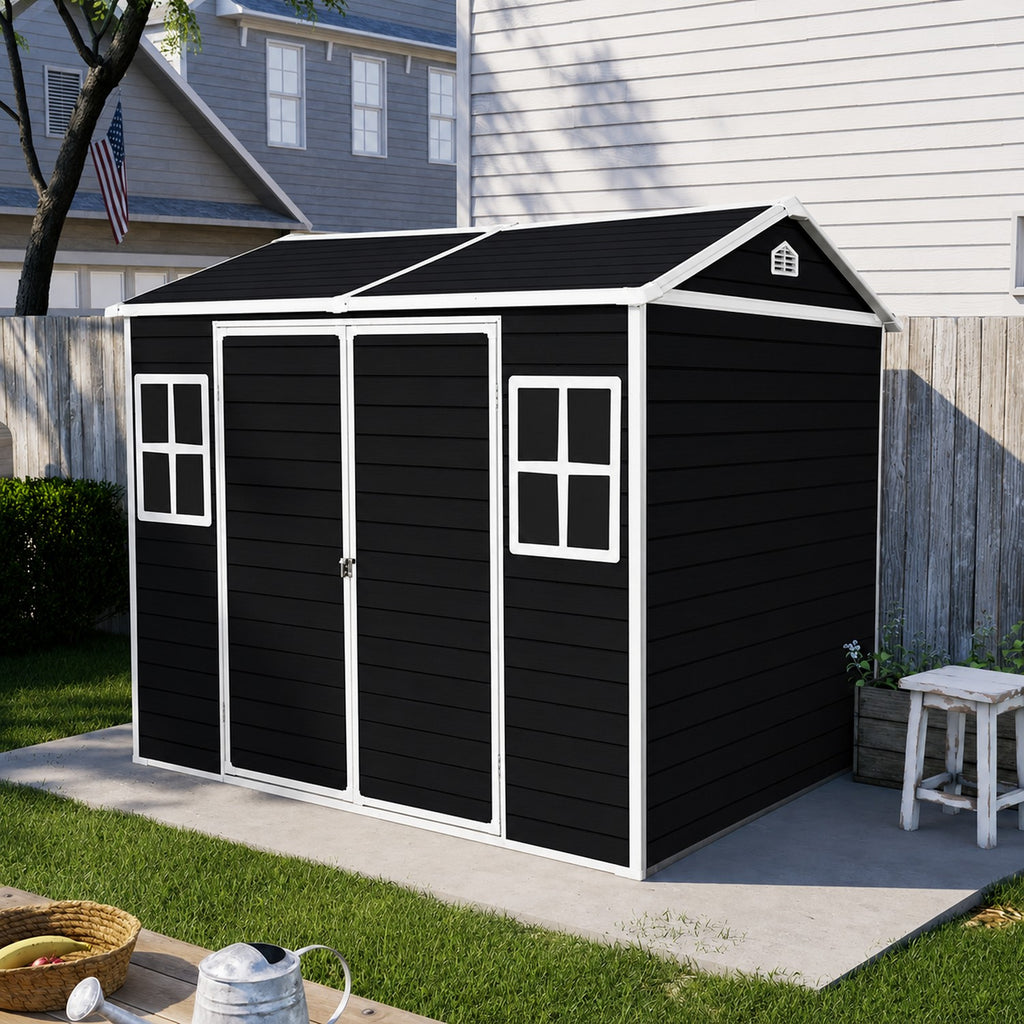Modern & Durable Weather-Proof Storage Shed with Motion Sensing Lights | 1,8m x 2,4m (6ft x 8ft)