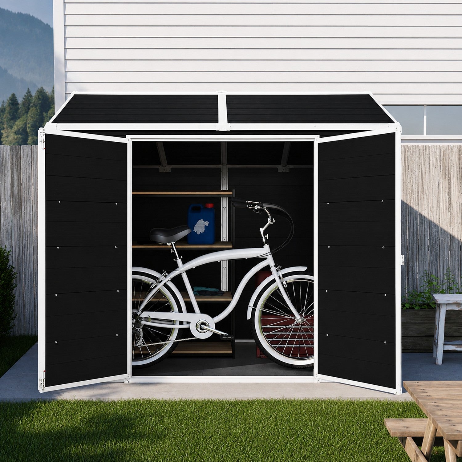Modern & Durable Weather-Proof Storage Shed with Motion Sensing Lights | 1,8m x 2,4m (6ft x 8ft)