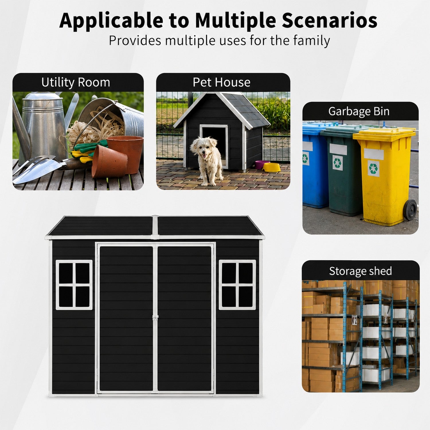 Modern & Durable Weather-Proof Storage Shed with Motion Sensing Lights | 1,8m x 2,4m (6ft x 8ft)