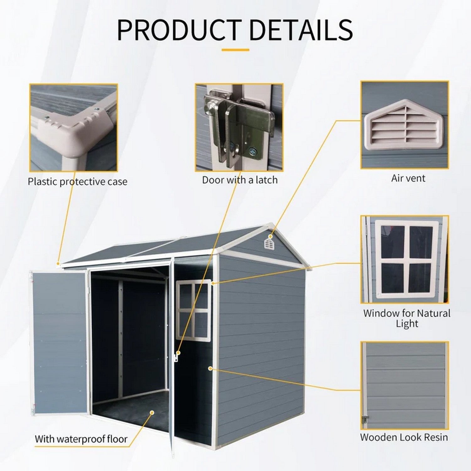 Modern & Durable Weather-Proof Storage Shed 1,8m x 2,4m (6ft x 8ft)