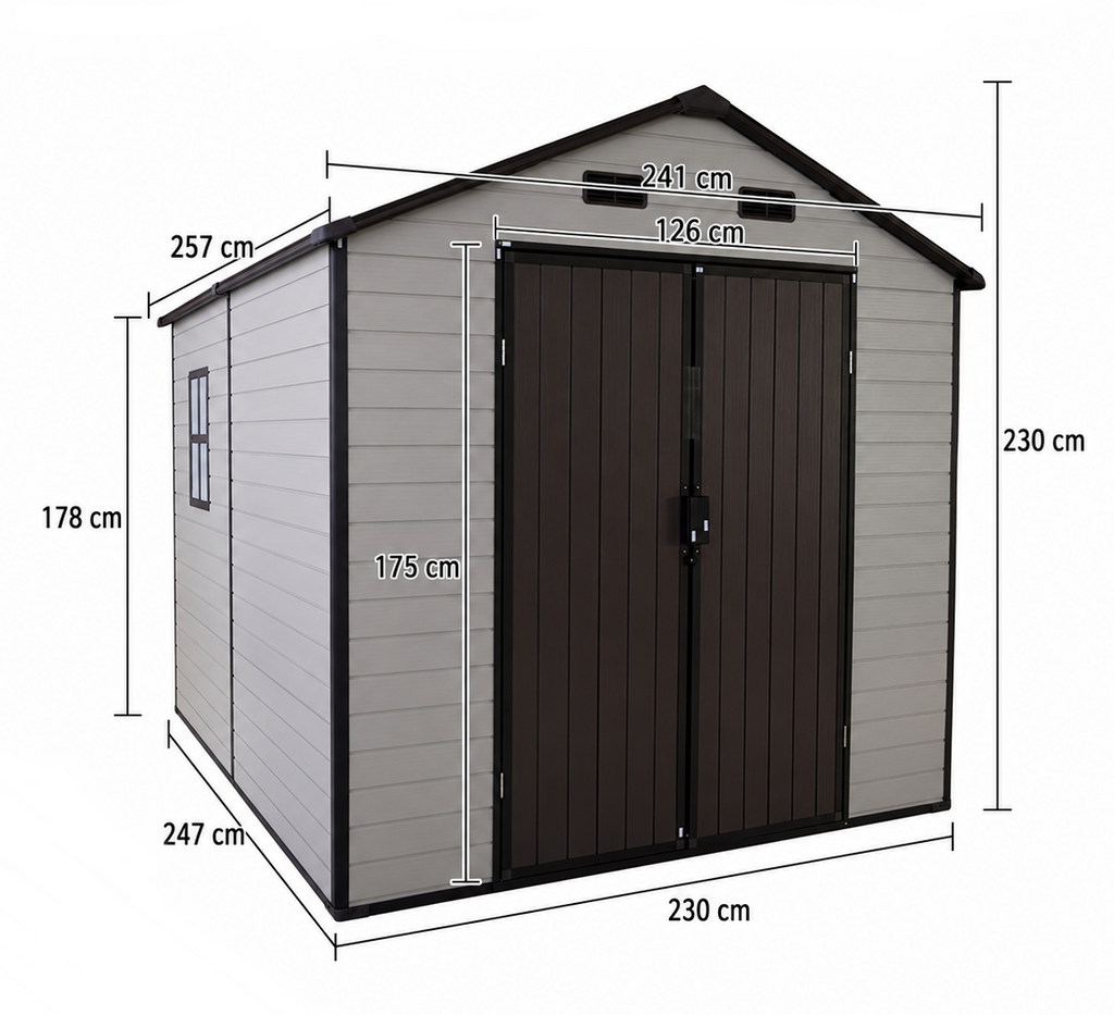 Modern & Durable Weather-Proof Storage Shed 2,4m x 2.4m (8ft x 8ft)