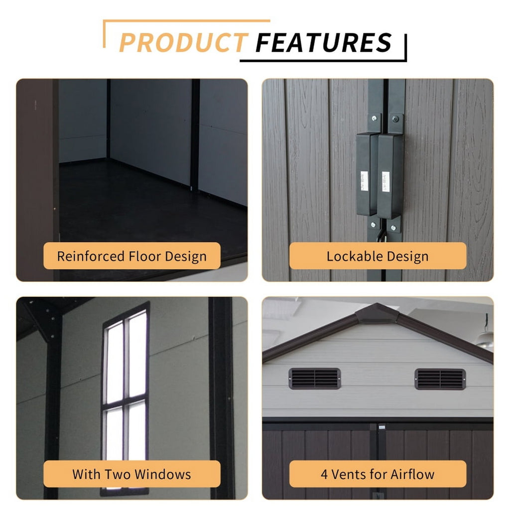 Modern & Durable Weather-Proof Storage Shed 2,4m x 2.4m (8ft x 8ft)