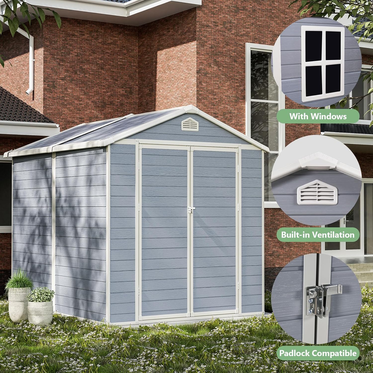 Modern & Durable Resin Weather Proof Storage Shed | 1.8m x 2.4m | Savvy Sheds