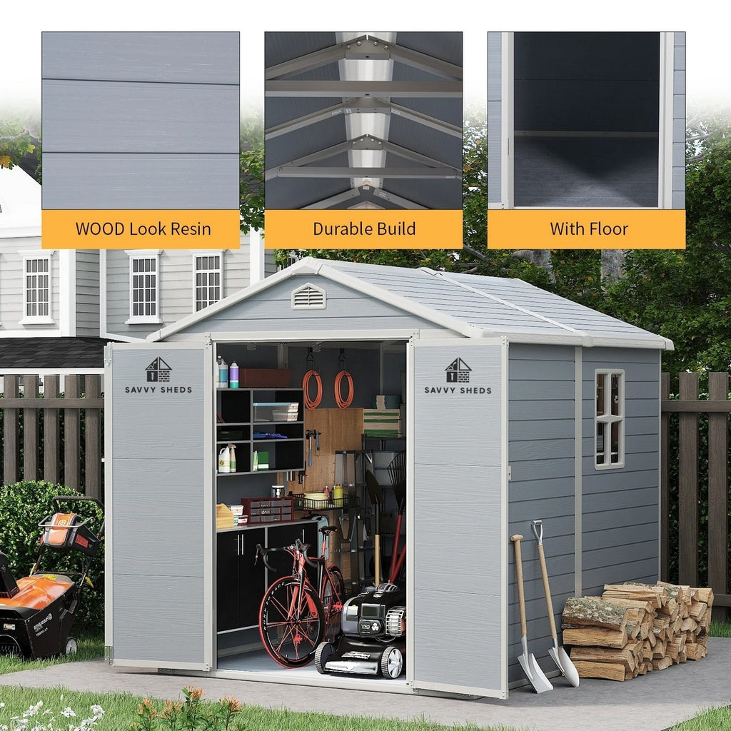 Modern & Durable Resin Weather Proof Storage Shed | 1.8m x 2.4m | Savvy Sheds