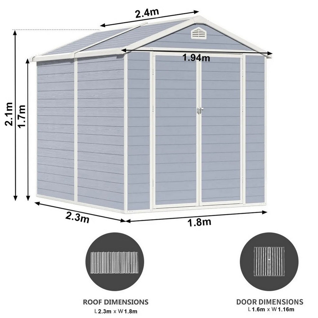 Modern & Durable Resin Weather Proof Storage Shed | 1.8m x 2.4m | Savvy Sheds