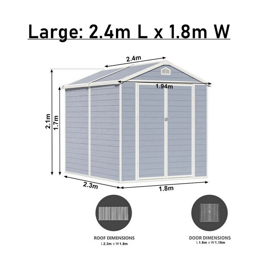 Modern & Durable Resin Weather Proof Storage Shed | 1.8m x 2.4m | Savvy Sheds
