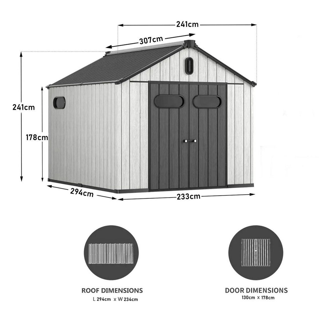 Modern & Durable Resin Weather Proof Storage Shed | 2.4 x 3m | Savvy Sheds