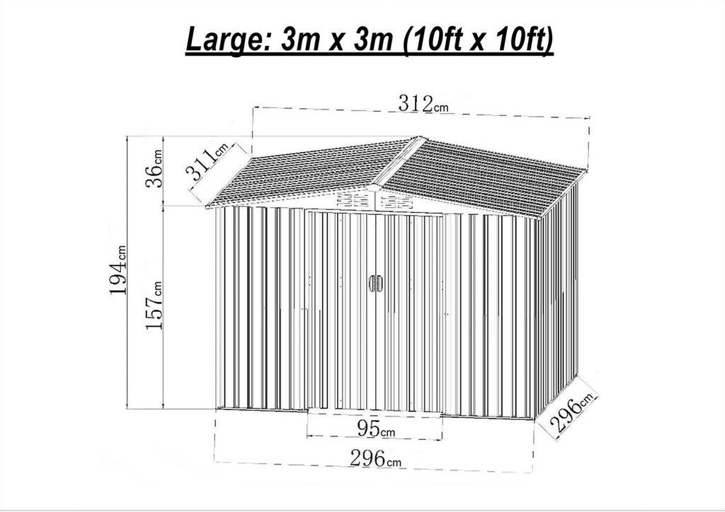Outdoor Metal Storage Shed with Double Doors | 3m x 3m | Savvy Sheds