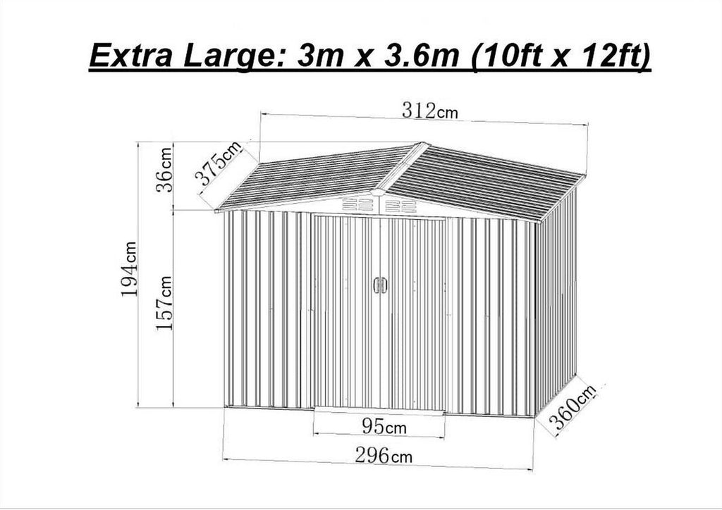 Outdoor Metal Storage Shed with Double Doors | 3.0m x 3.6m | Savvy Sheds