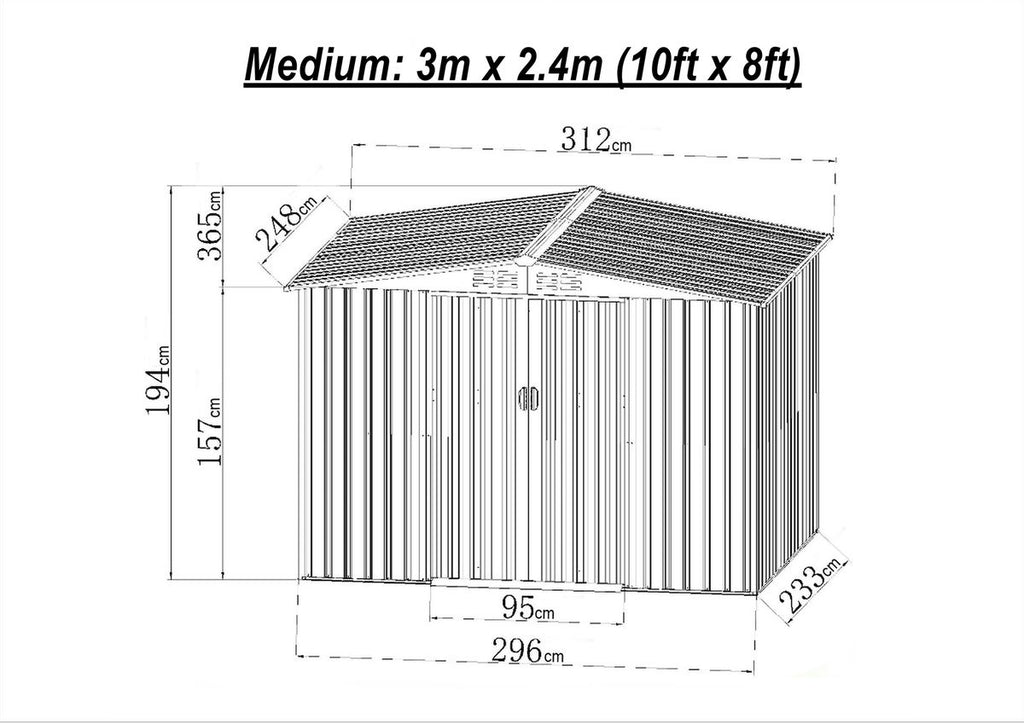 Outdoor Metal Storage Shed with Double Doors | 3.0m x 2.4m | Savvy Sheds