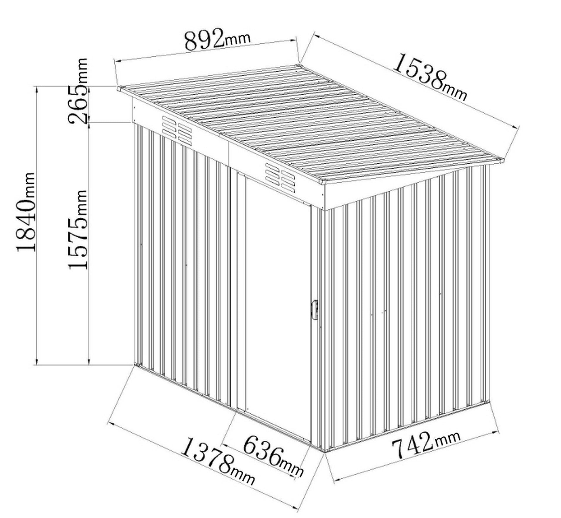 Outdoor Metal Storage Shed with Slope Roof & Motion Sensing Lights | 1,5m x 0,9m | Savvy Sheds