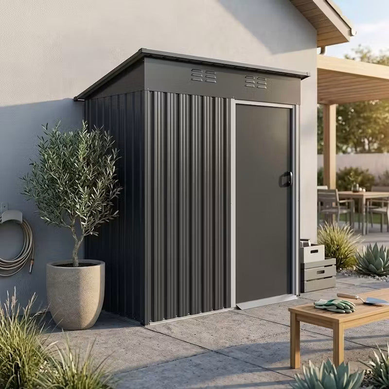 Outdoor Metal Storage Shed with Slope Roof & Motion Sensing Lights | 1,5m x 0,9m | Savvy Sheds