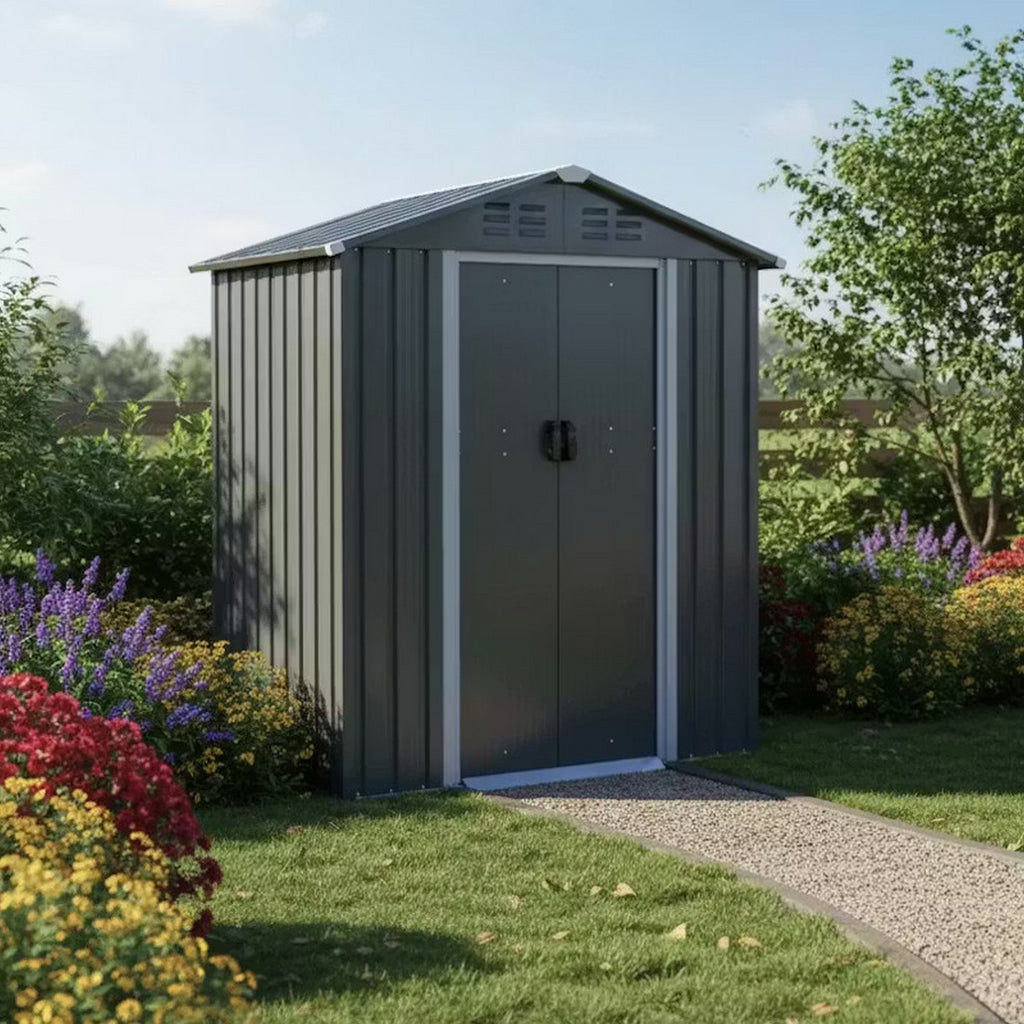 Outdoor Metal Storage Shed with Double Doors | 1.8m x 0.95m | Savvy Sheds