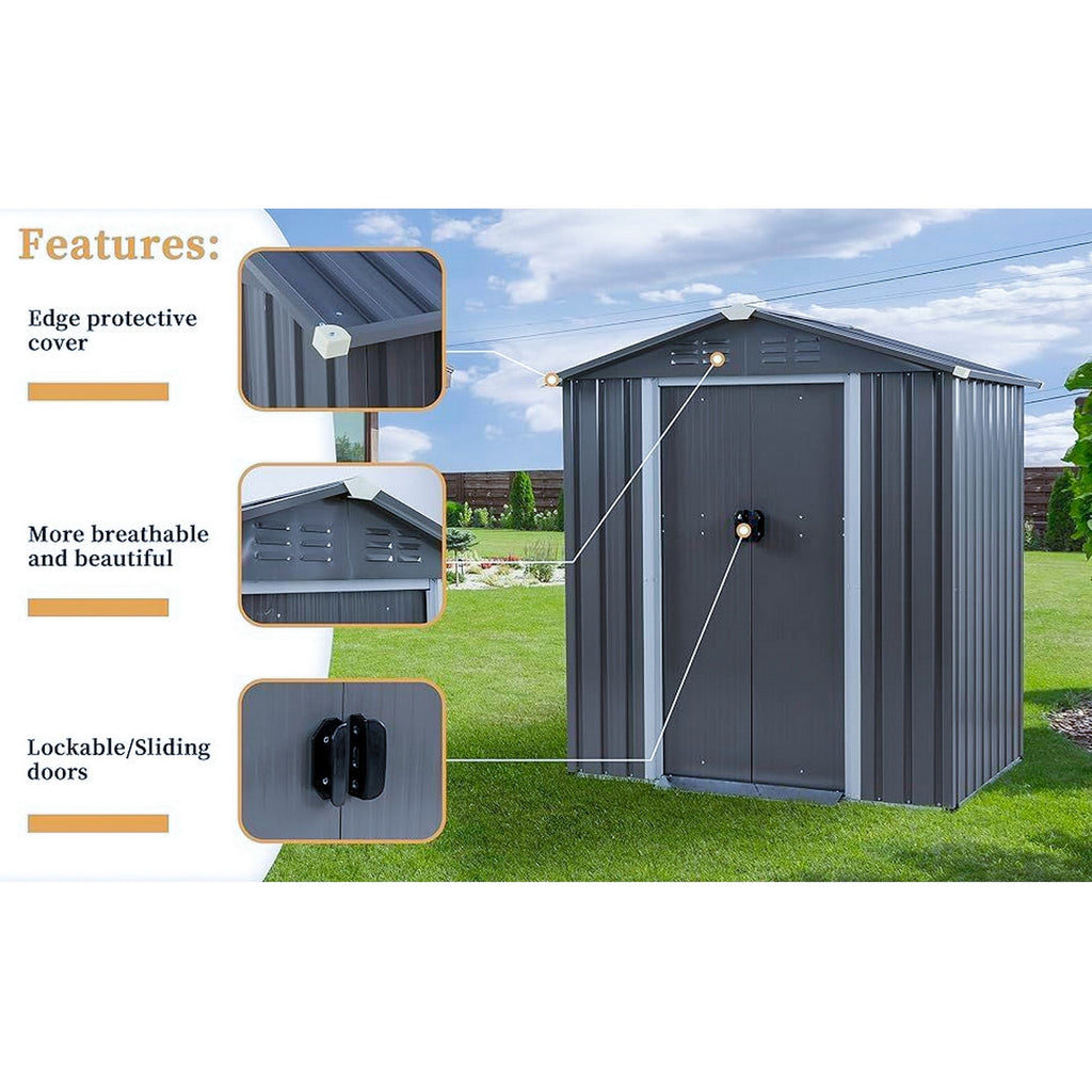 Outdoor Metal Storage Shed with Double Doors | 1.8m x 0.95m | Savvy Sheds
