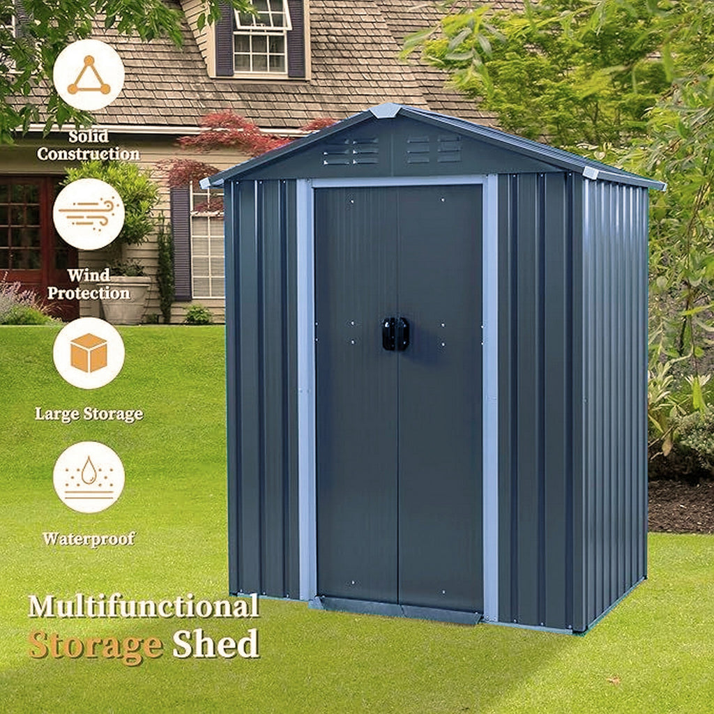 Outdoor Metal Storage Shed with Double Doors | 1.8m x 0.95m | Savvy Sheds